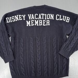 Disney Vacation Club Member‎ Spirit Jersey Navy Blue Cable Knit Sweater Mens L